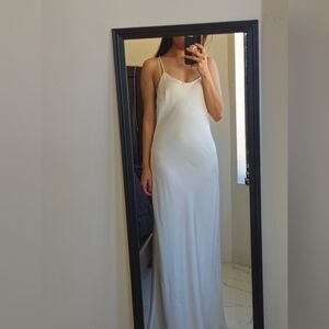 white satin maxi dress
